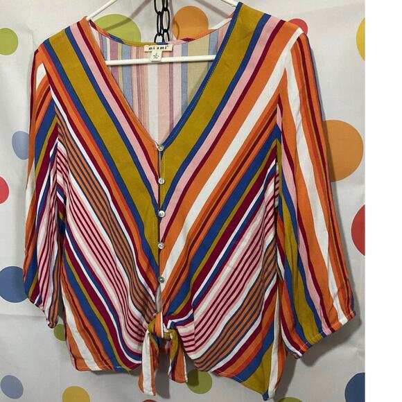 NEW Miami Striped Blouse Size Large - Picture 1 of 9